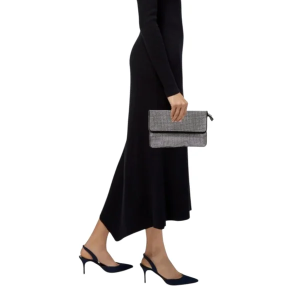 Badgley Mischka LUX Rhinestone & Black Velvet Envelope Clutch - Picture 2 of 9